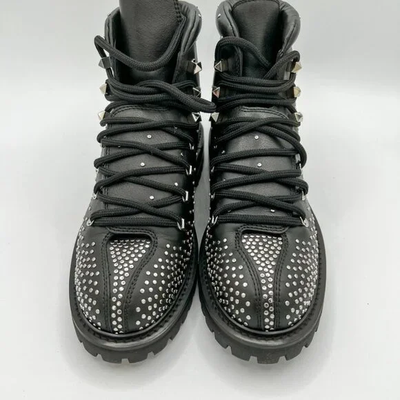 Valentino Garavani Black Rockstud Ankle Hiking Boots - Picture 3 of 12